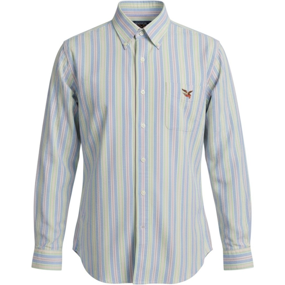 American Living Mens Large Long Sleeve Striped Oxford Button Down Shirt Blue L